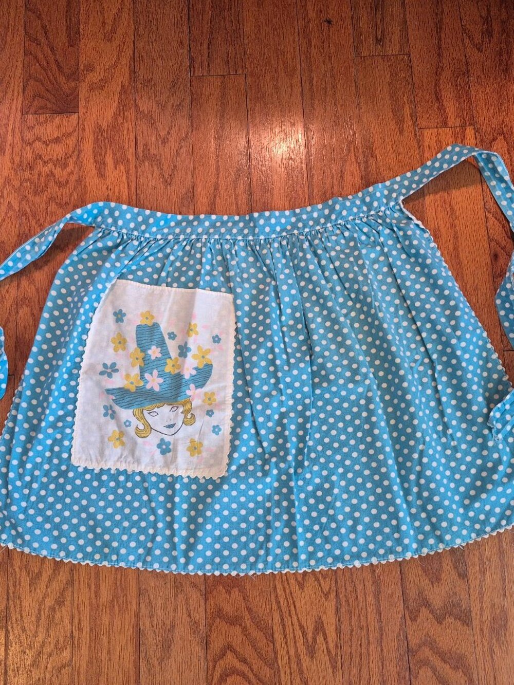 50s Apron Blue Polka Dot Retro